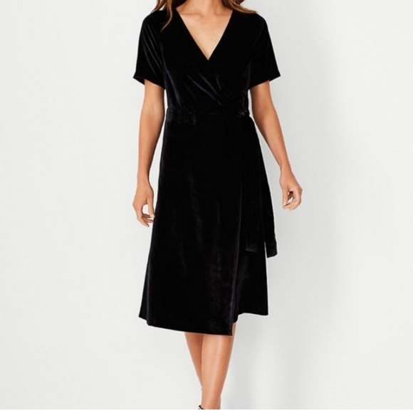 Midi Velvet Wrap Dress - Picture 1 of 7